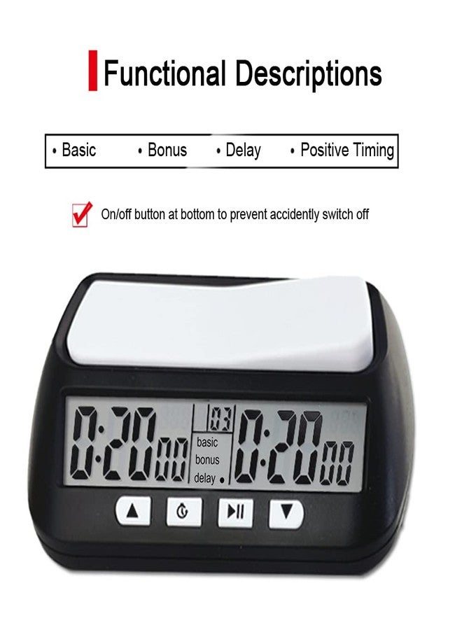 Eacam Chess Clock Digital Timer - Eacam 3 In 1 Count Down Game Timer, with Bonus Delay Count Down up Alarm, for International Chess Game, Pro Players, Board Games for All Ages - Image 2